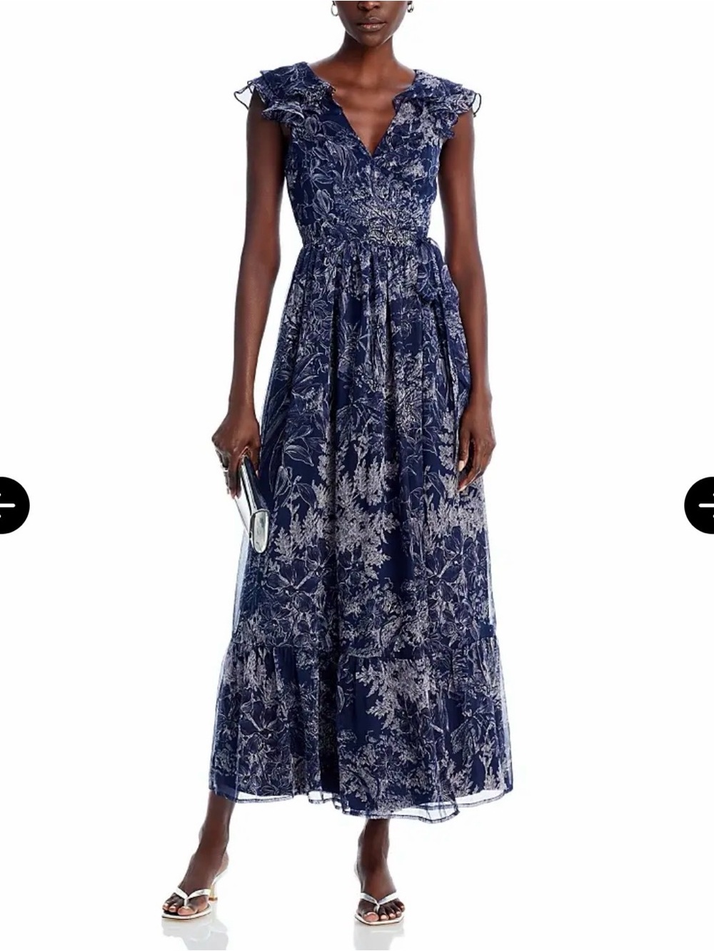 Aqua Floral Wrap Maxi Dress Navy NWT size s